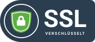 SSL-Symbol mit Vorhängeschloss und Text SSL verschlüsselt, Sicherheitssymbol für sichere Datenverschlüsselung.