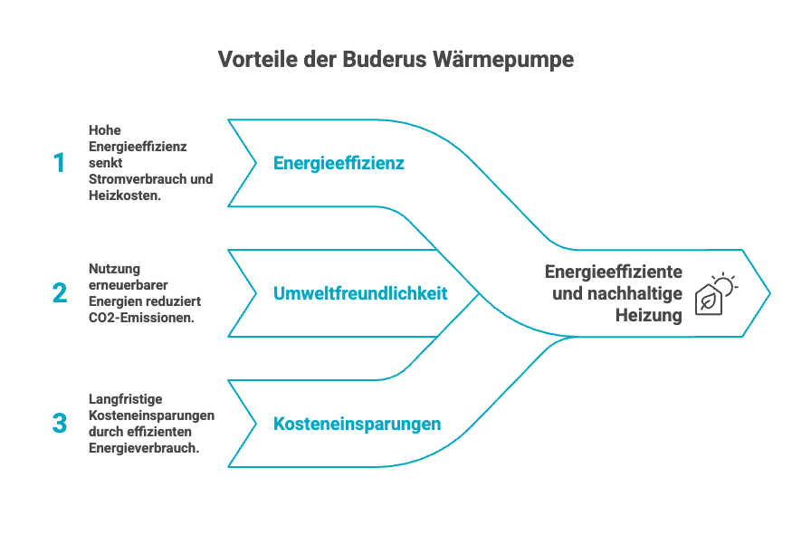 Vorteile der Buderus Wärmepumpe: Energieeffizienz, Umweltfreundlichkeit, Kosteneinsparungen für nachhaltiges Heizen.