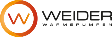 Logo der Weider Wärmepumpen mit stilisiertem W in einem orangefarbenen Kreis.